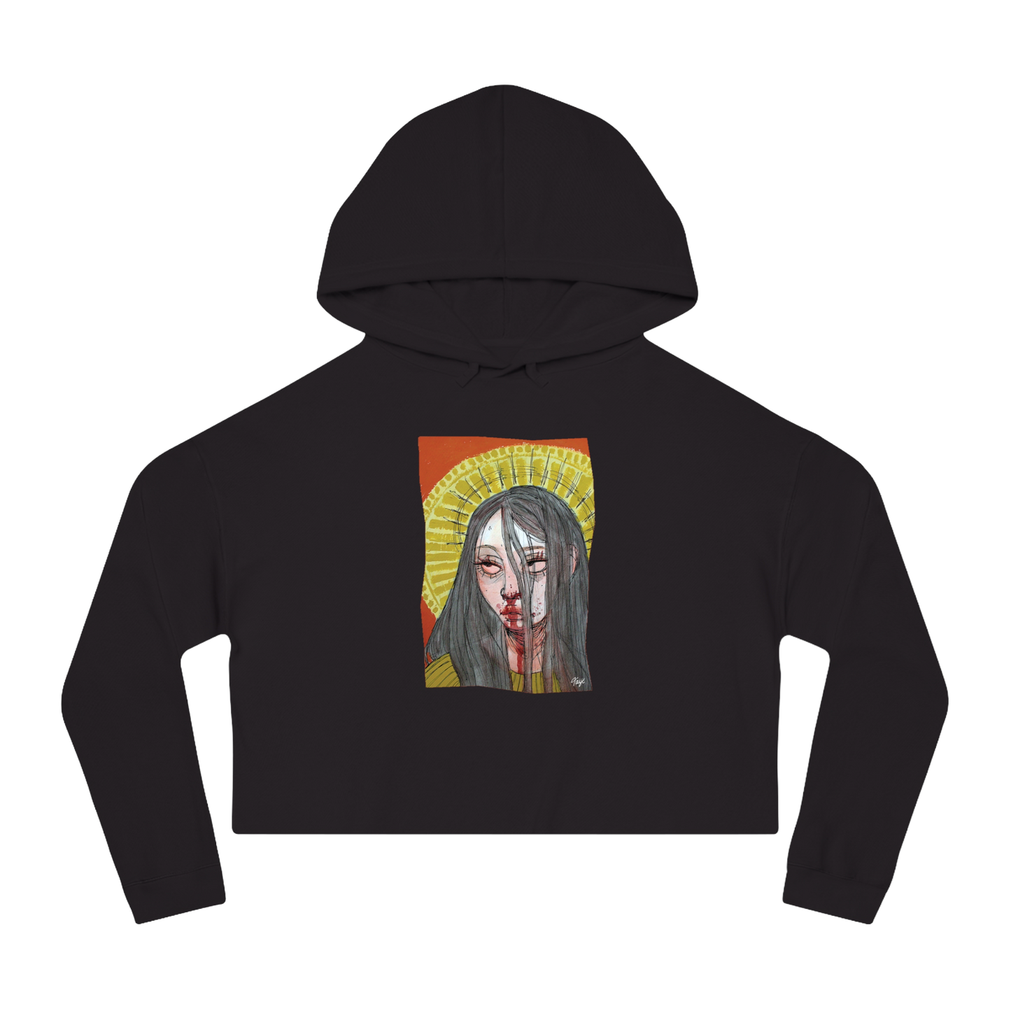 "FALSE IDOL" (2018) Boxy Cropped Cotton Hoodie
