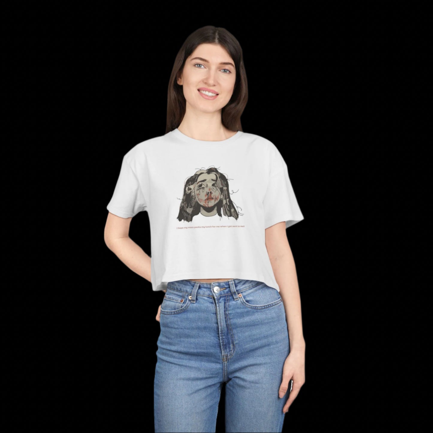 "MOMMY, PACK MY LUNCH" (2017) Boxy Cropped Cotton Tee