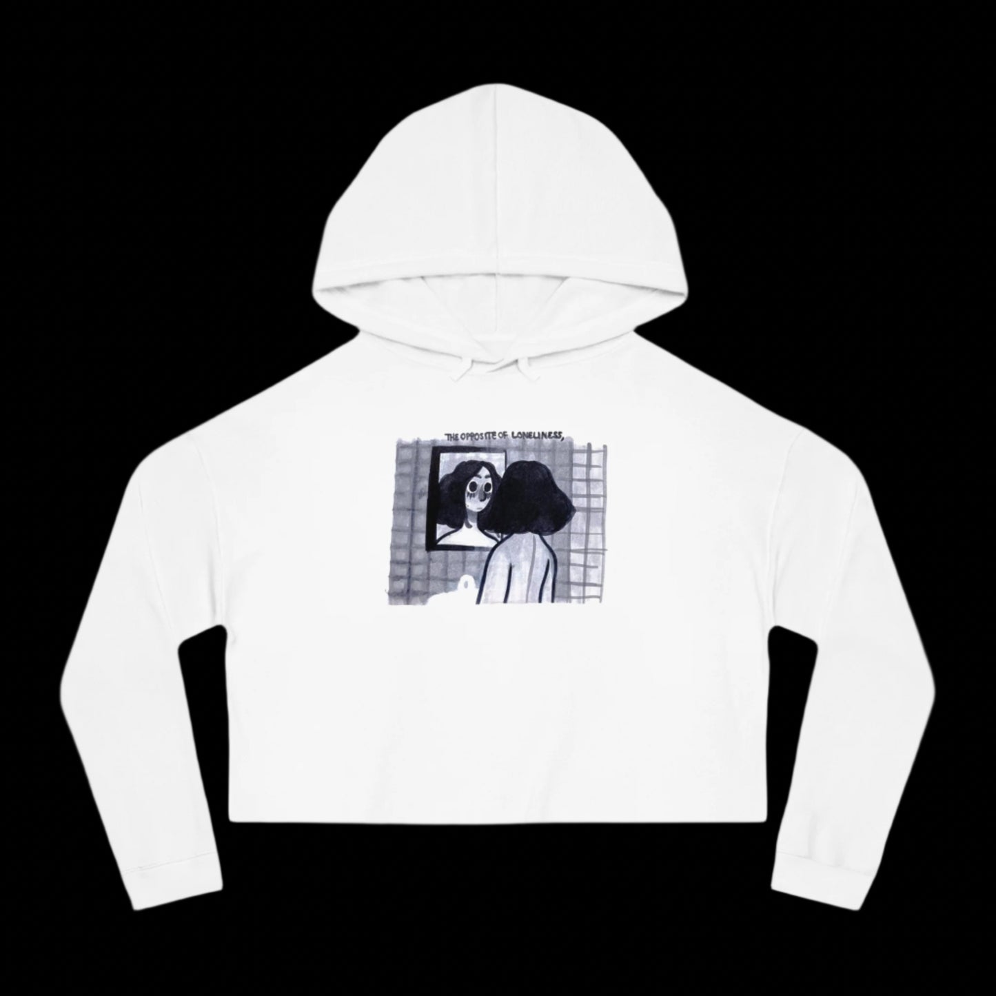 "THE OPPOSITE OF LONELINESS" (2018) Boxy Cropped Cotton Hoodie