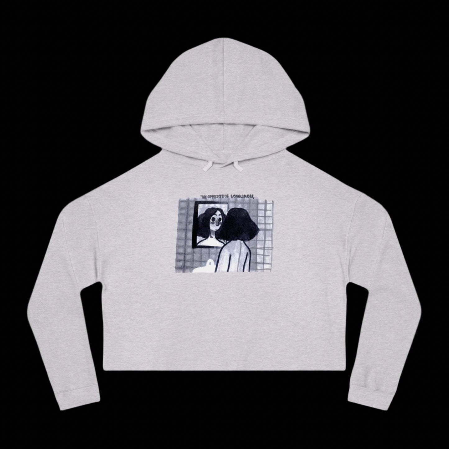 "THE OPPOSITE OF LONELINESS" (2018) Boxy Cropped Cotton Hoodie
