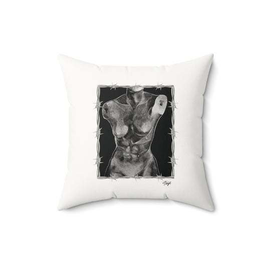 "ETCHING" (2017) Faux Suede Square Pillow