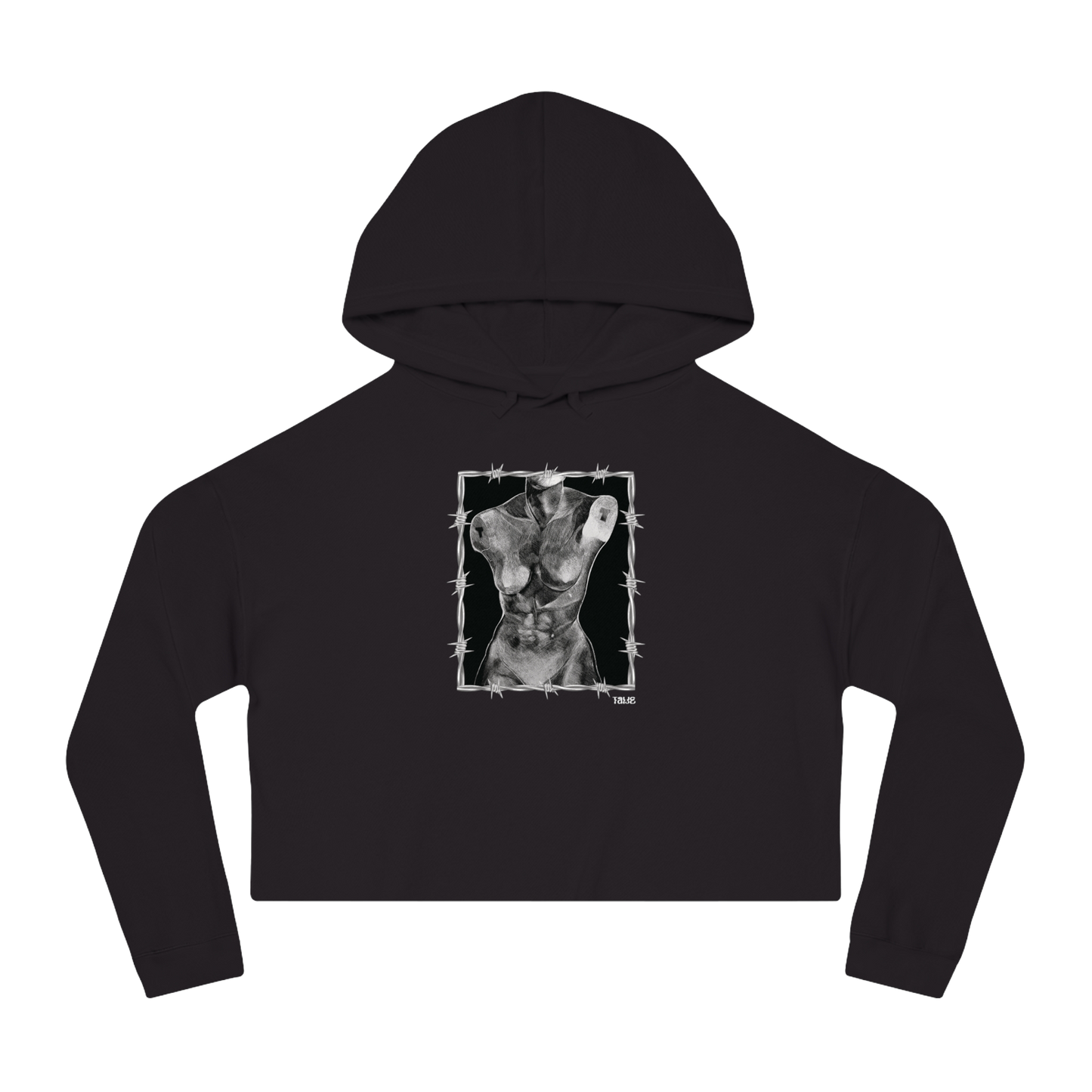 "ETCHING" (2017) Boxy Cropped Cotton Hoodie