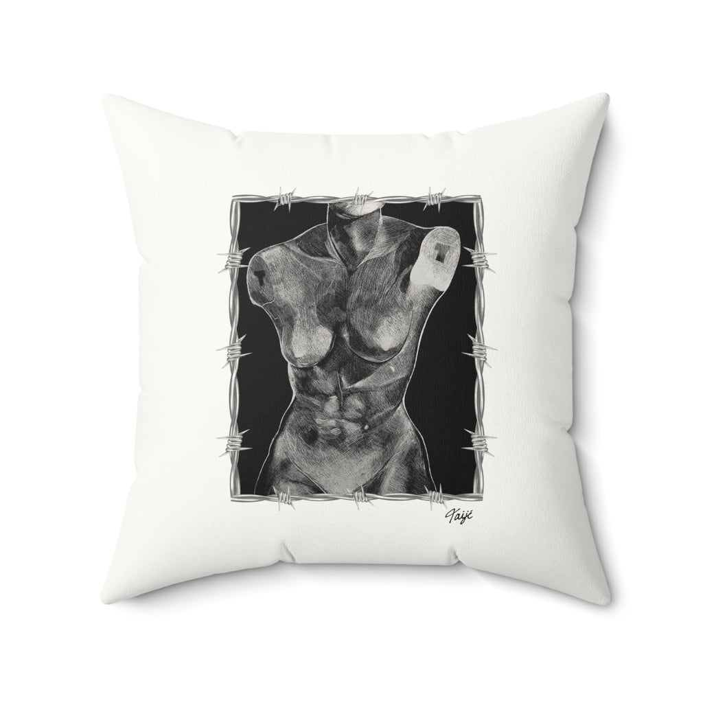 "ETCHING" (2017) Faux Suede Square Pillow