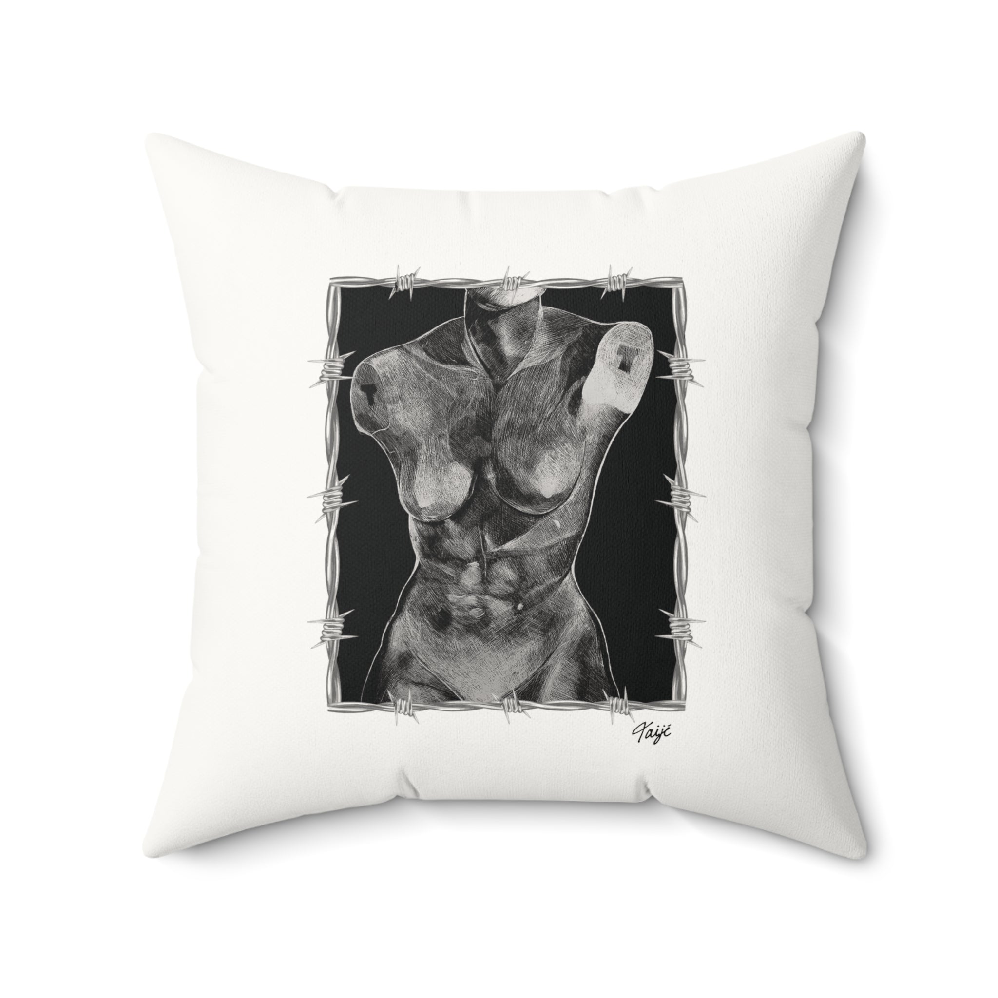 "ETCHING" (2017) Faux Suede Square Pillow