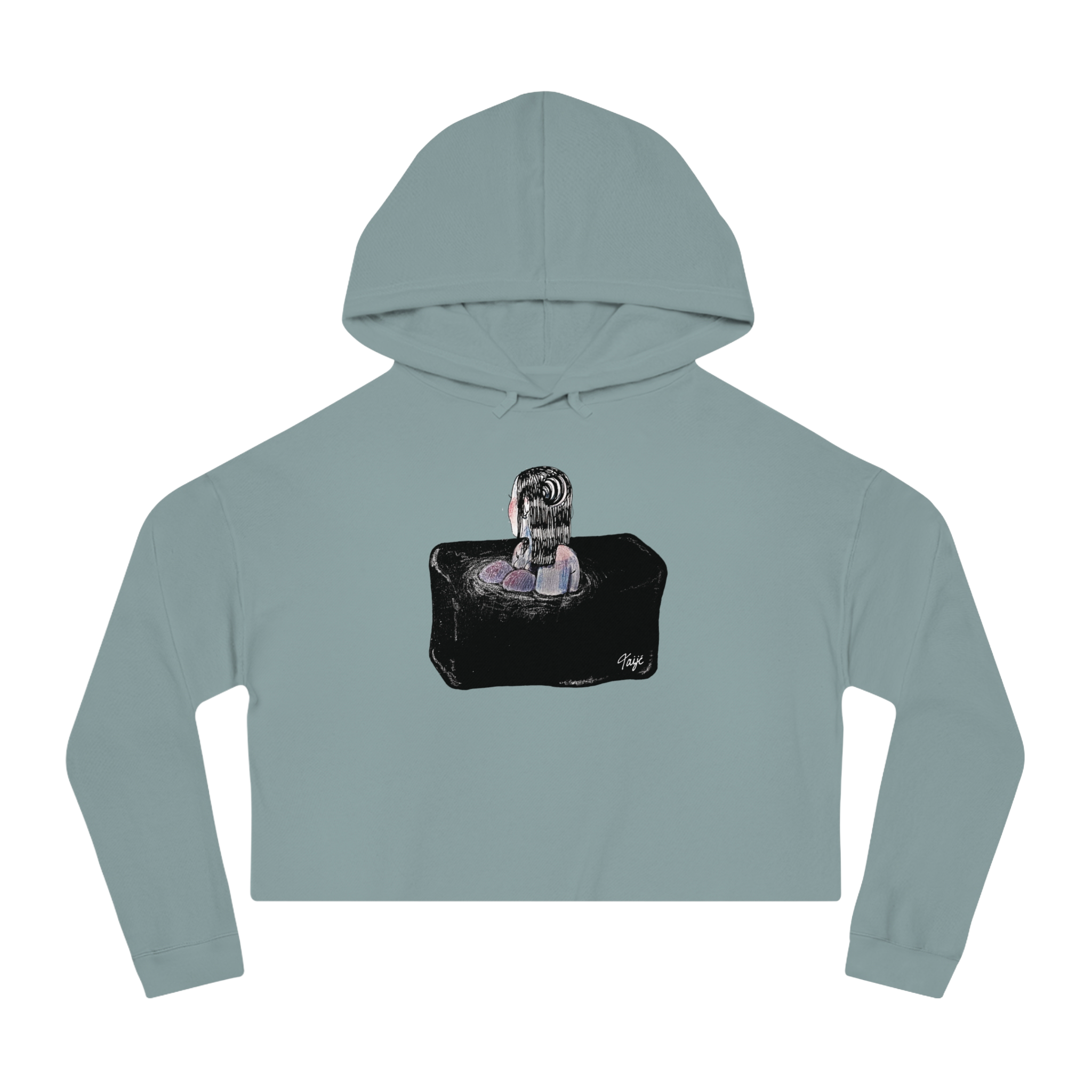 "SINK OR SWIM" (2018) Boxy Cropped Cotton Hoodie