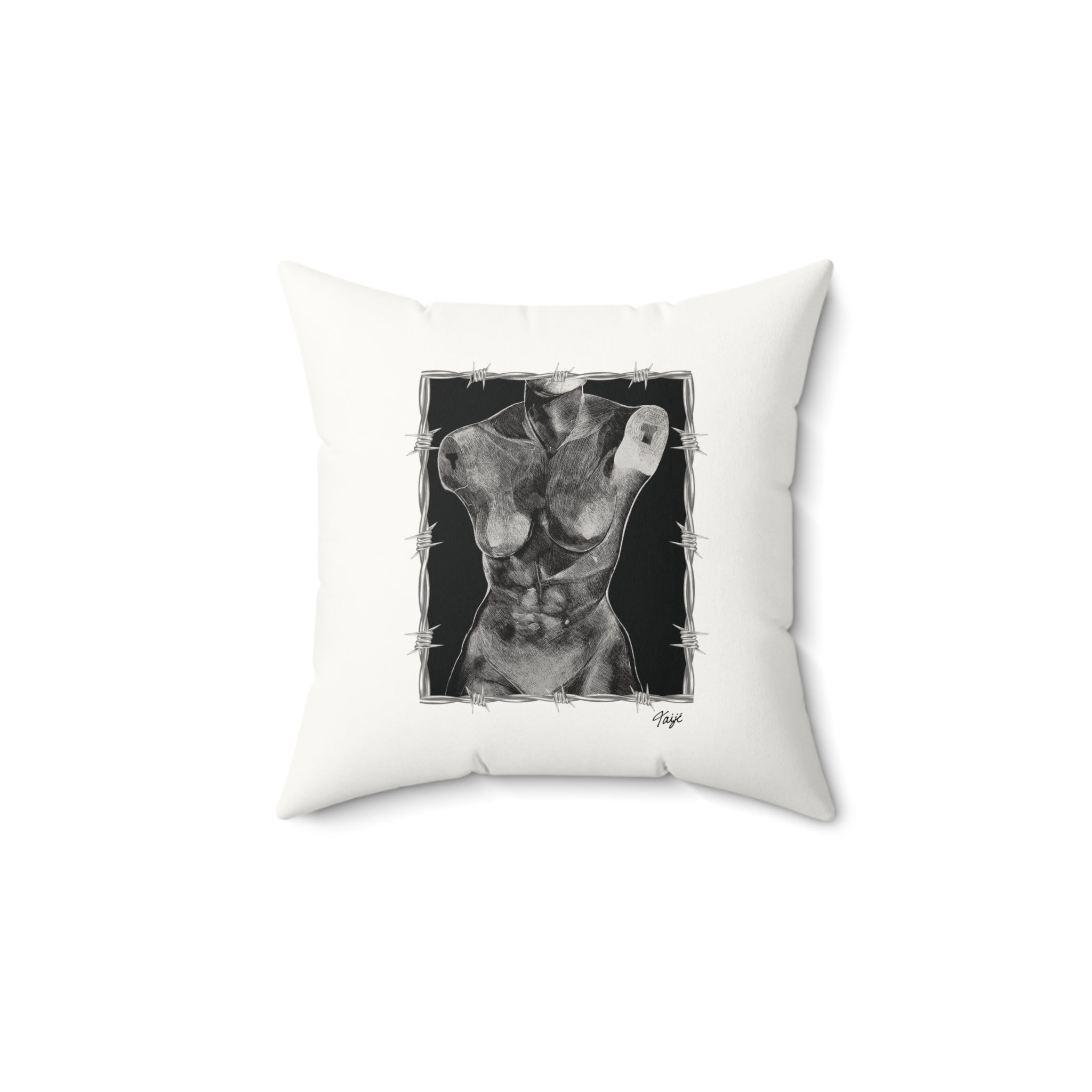 "ETCHING" (2017) Faux Suede Square Pillow