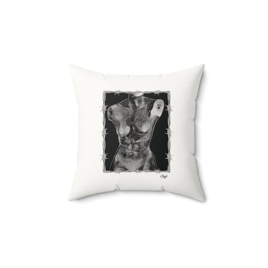"ETCHING" (2017) Faux Suede Square Pillow