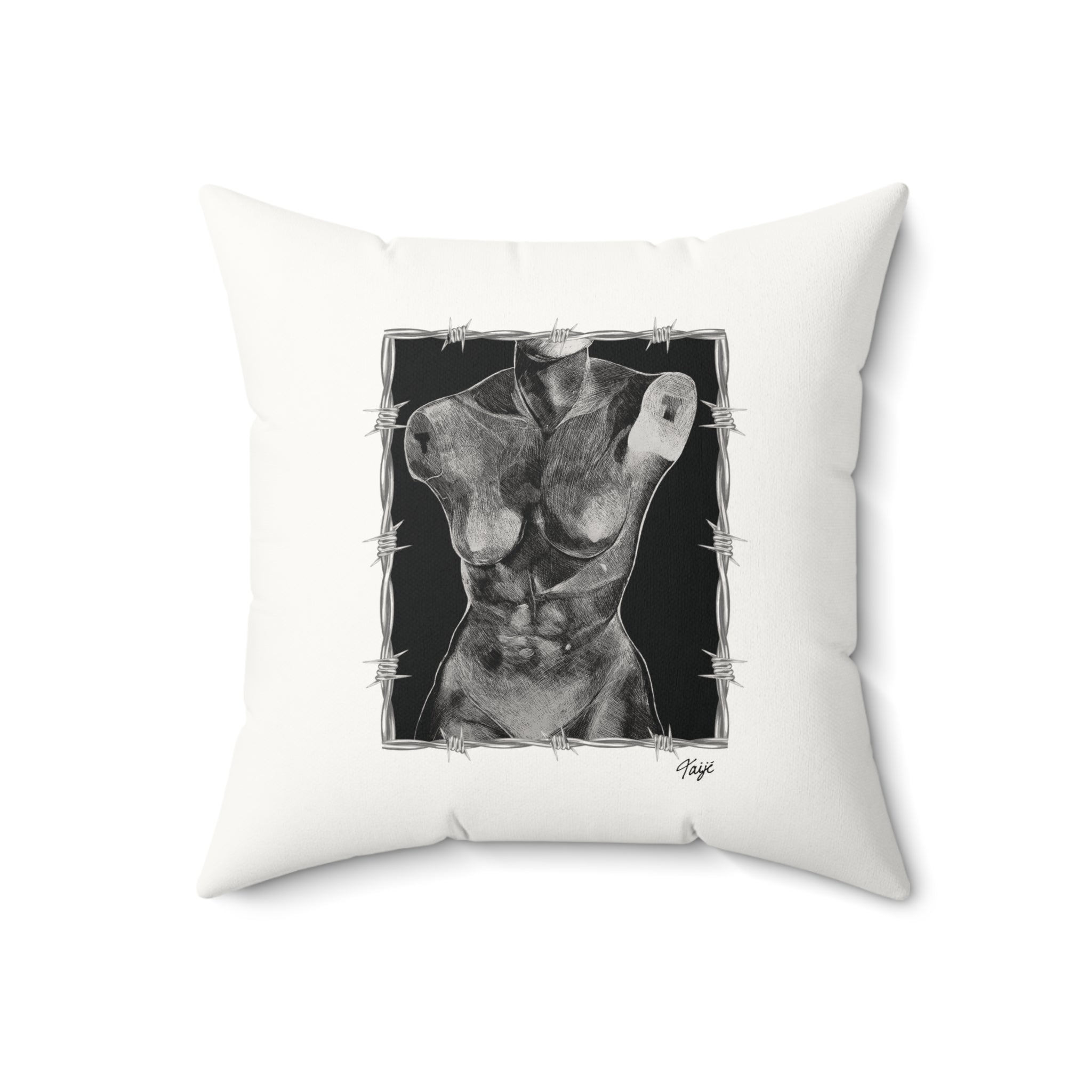 "ETCHING" (2017) Faux Suede Square Pillow