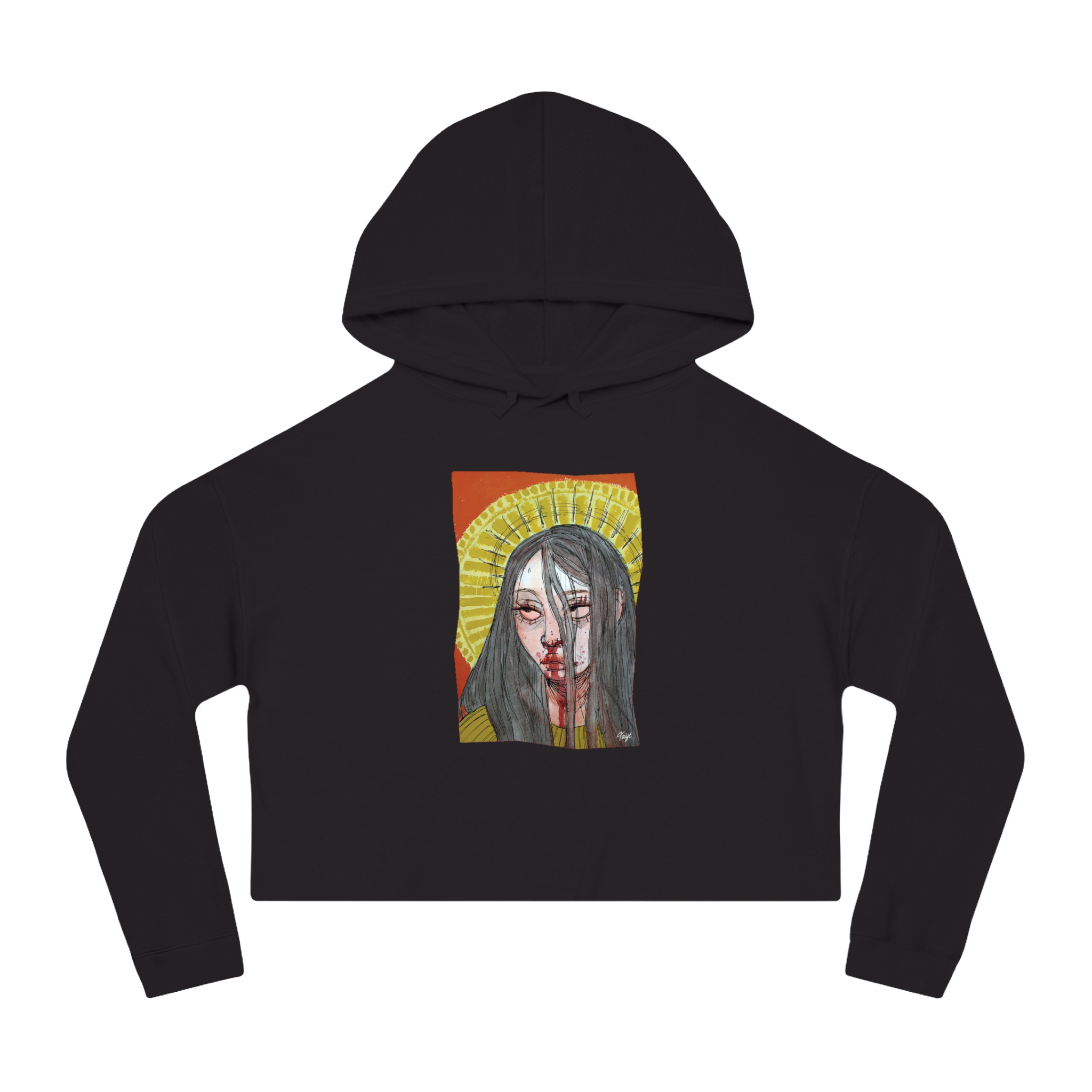 "FALSE IDOL" (2018) Boxy Cropped Cotton Hoodie