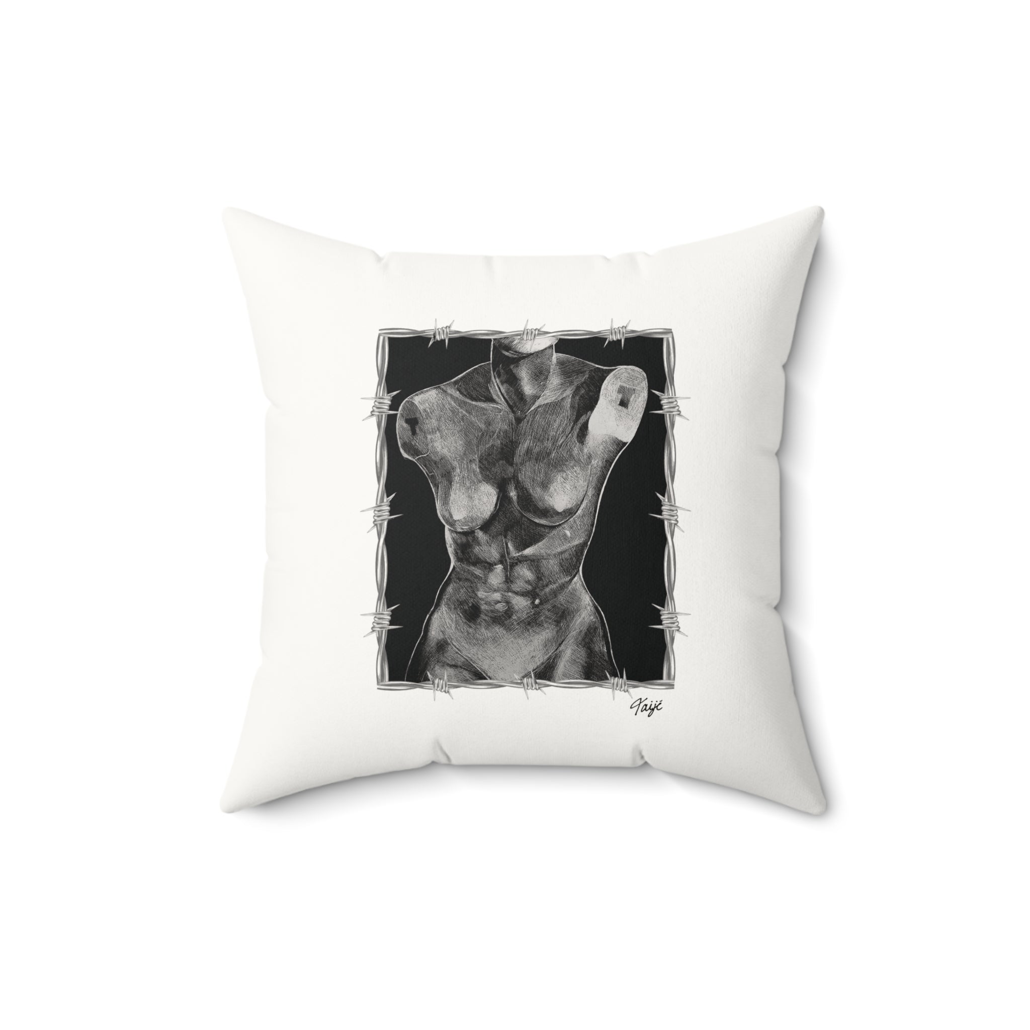 "ETCHING" (2017) Faux Suede Square Pillow