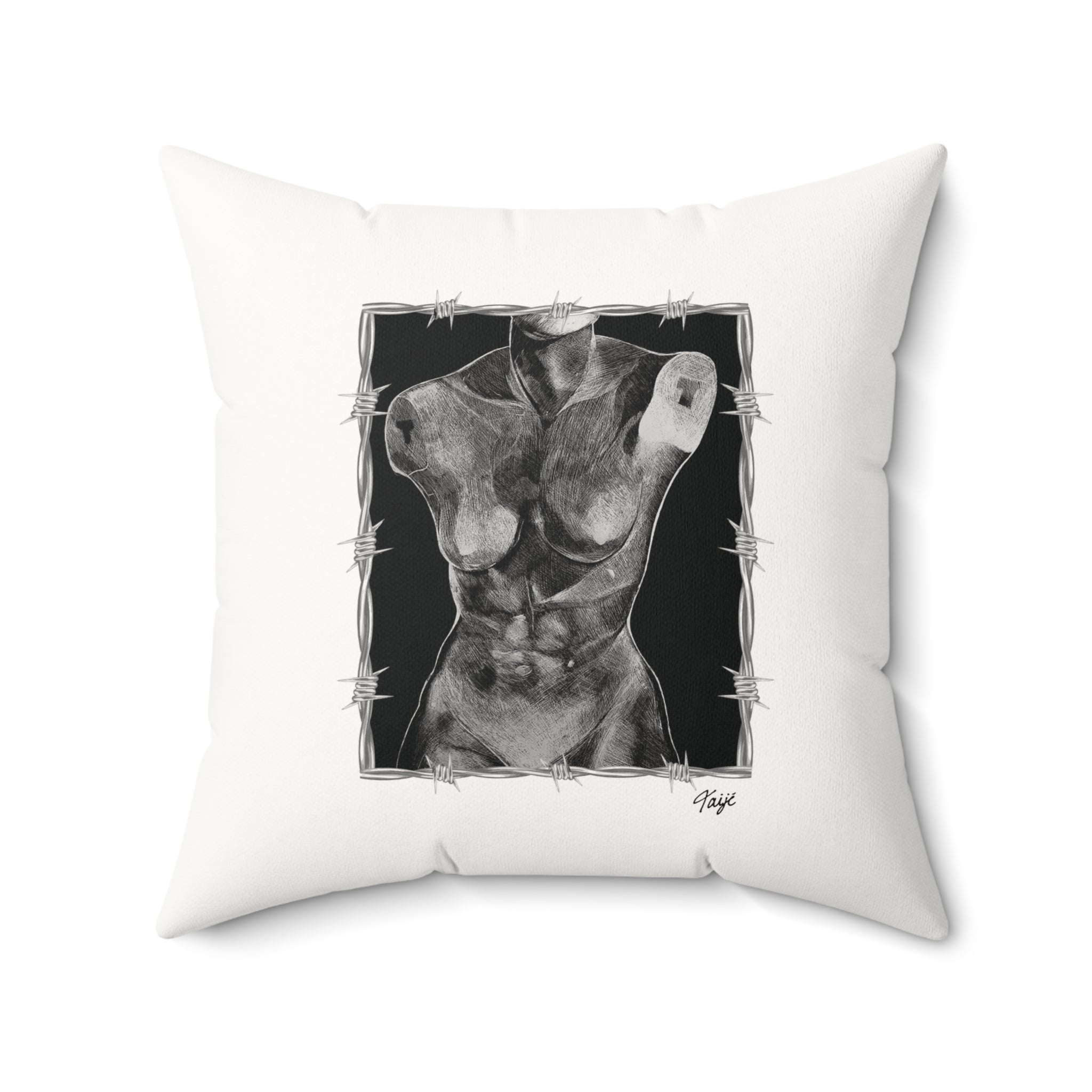 "ETCHING" (2017) Faux Suede Square Pillow