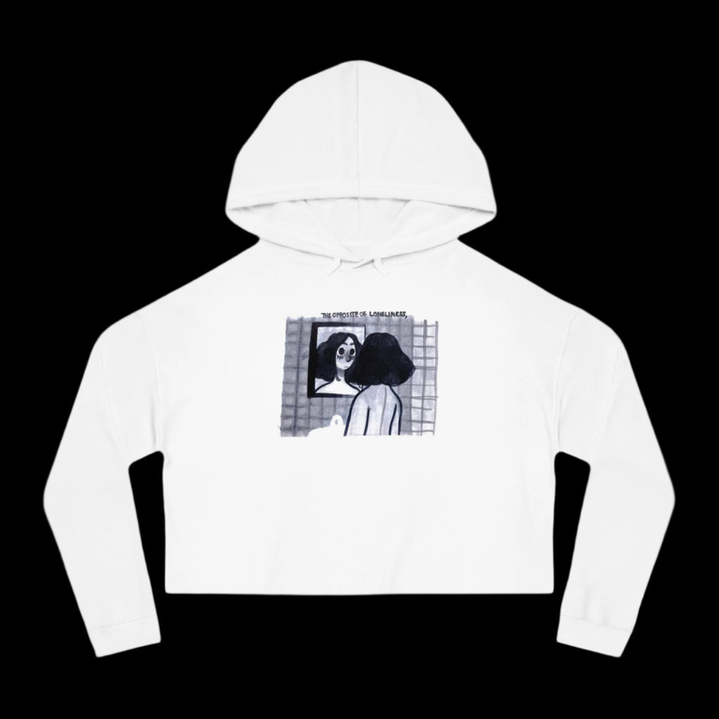 "THE OPPOSITE OF LONELINESS" (2018) Boxy Cropped Cotton Hoodie