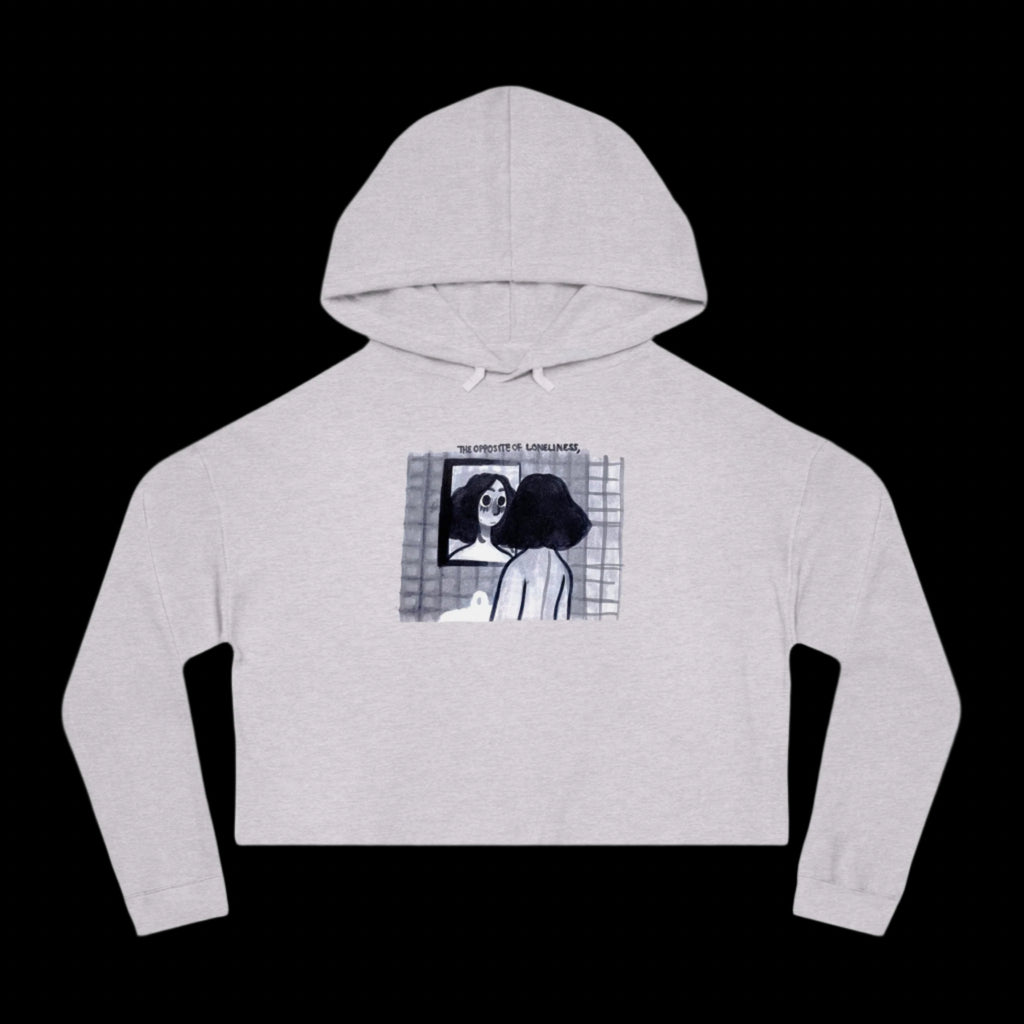 "THE OPPOSITE OF LONELINESS" (2018) Boxy Cropped Cotton Hoodie