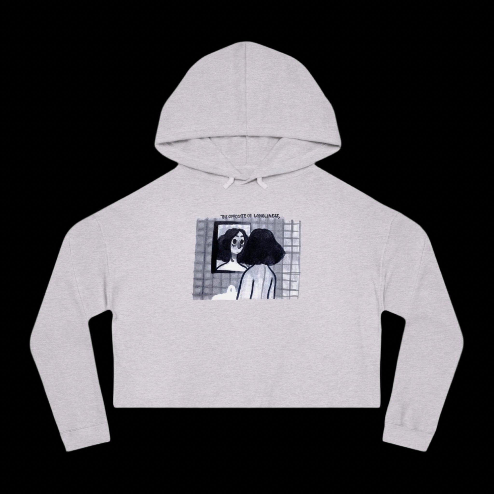 "THE OPPOSITE OF LONELINESS" (2018) Boxy Cropped Cotton Hoodie