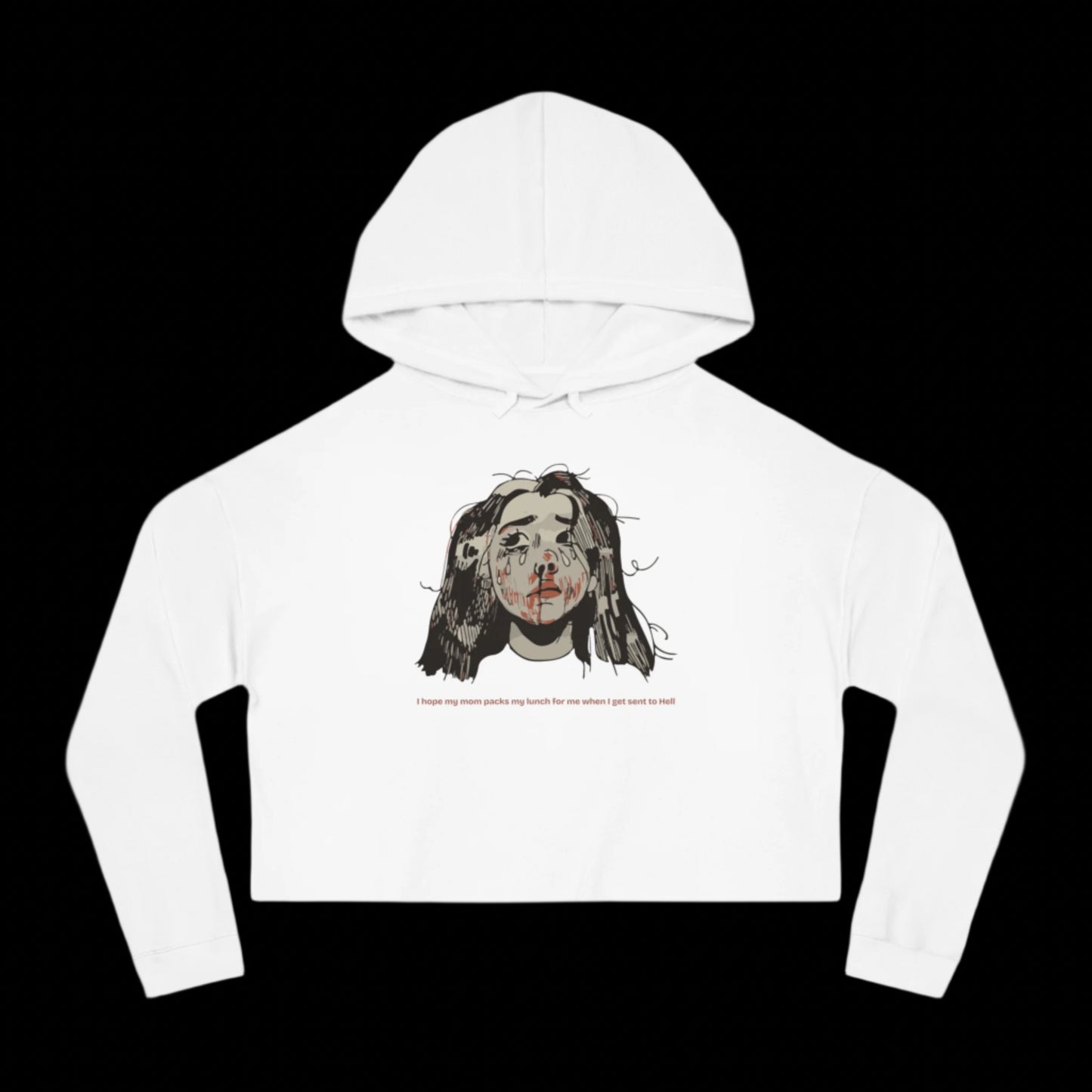 "MOMMY, PACK MY LUNCH" (2017) Boxy Cropped Cotton Hoodie