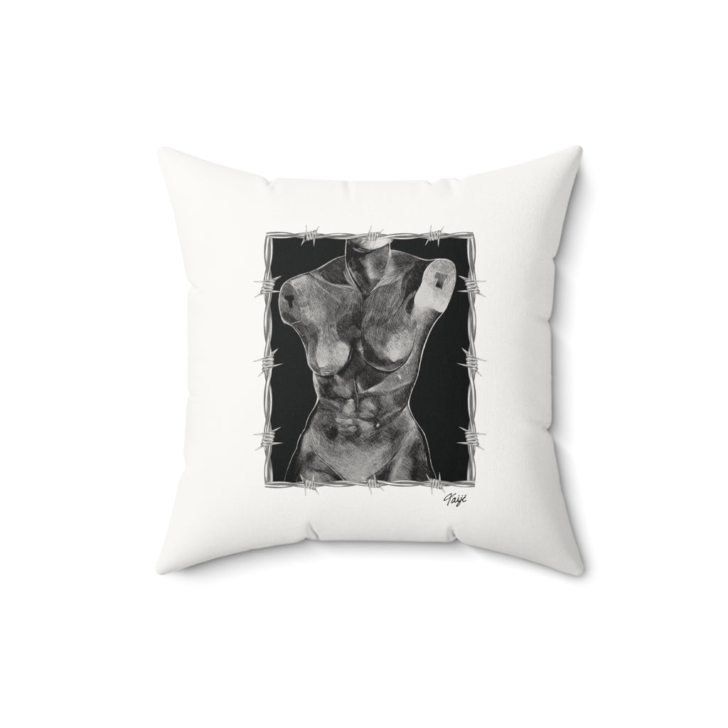 "ETCHING" (2017) Faux Suede Square Pillow