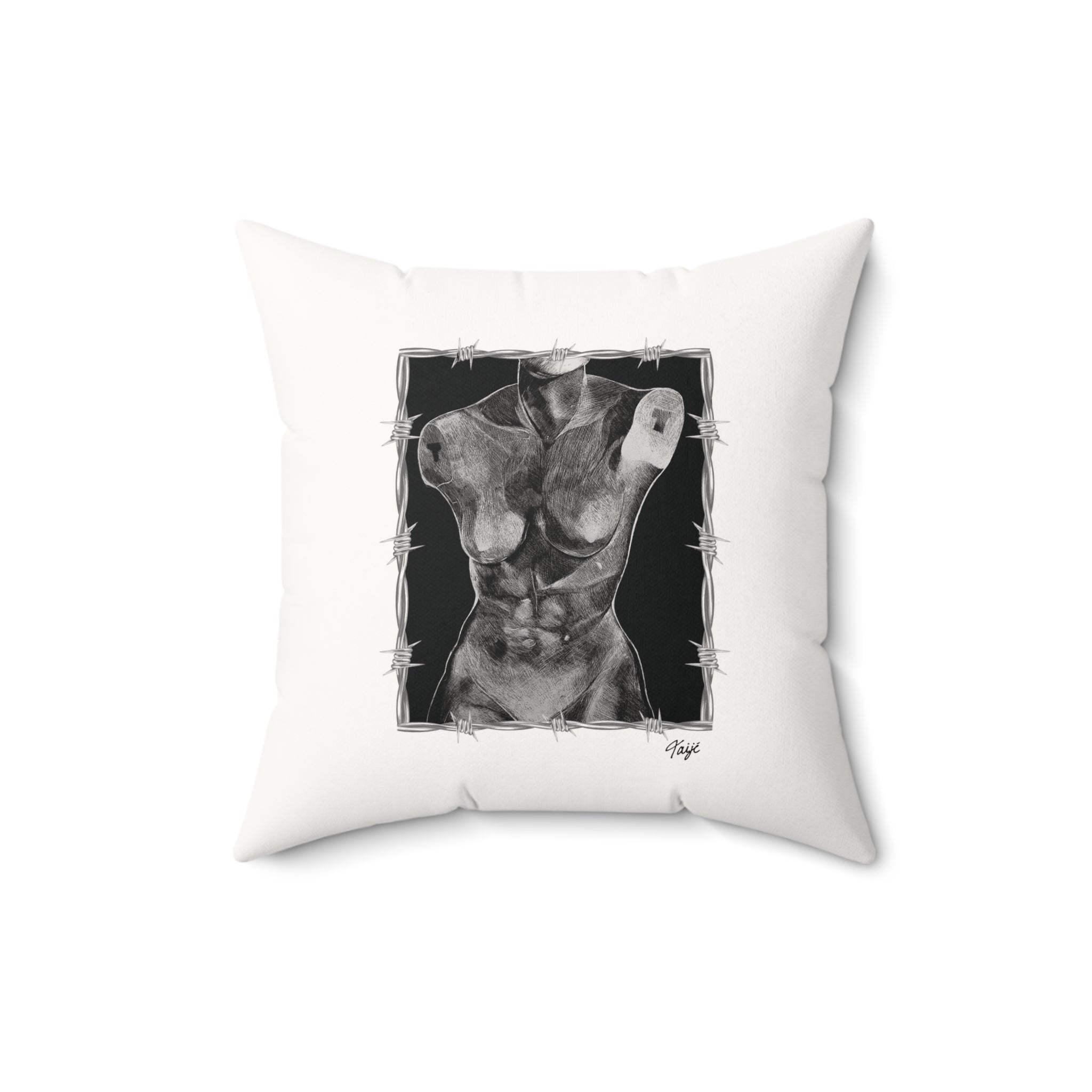 "ETCHING" (2017) Faux Suede Square Pillow