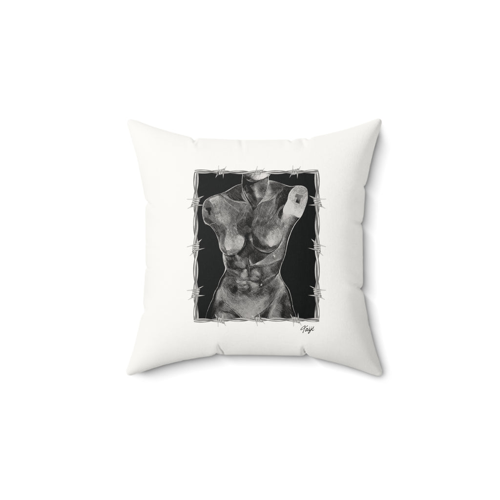 "ETCHING" (2017) Faux Suede Square Pillow