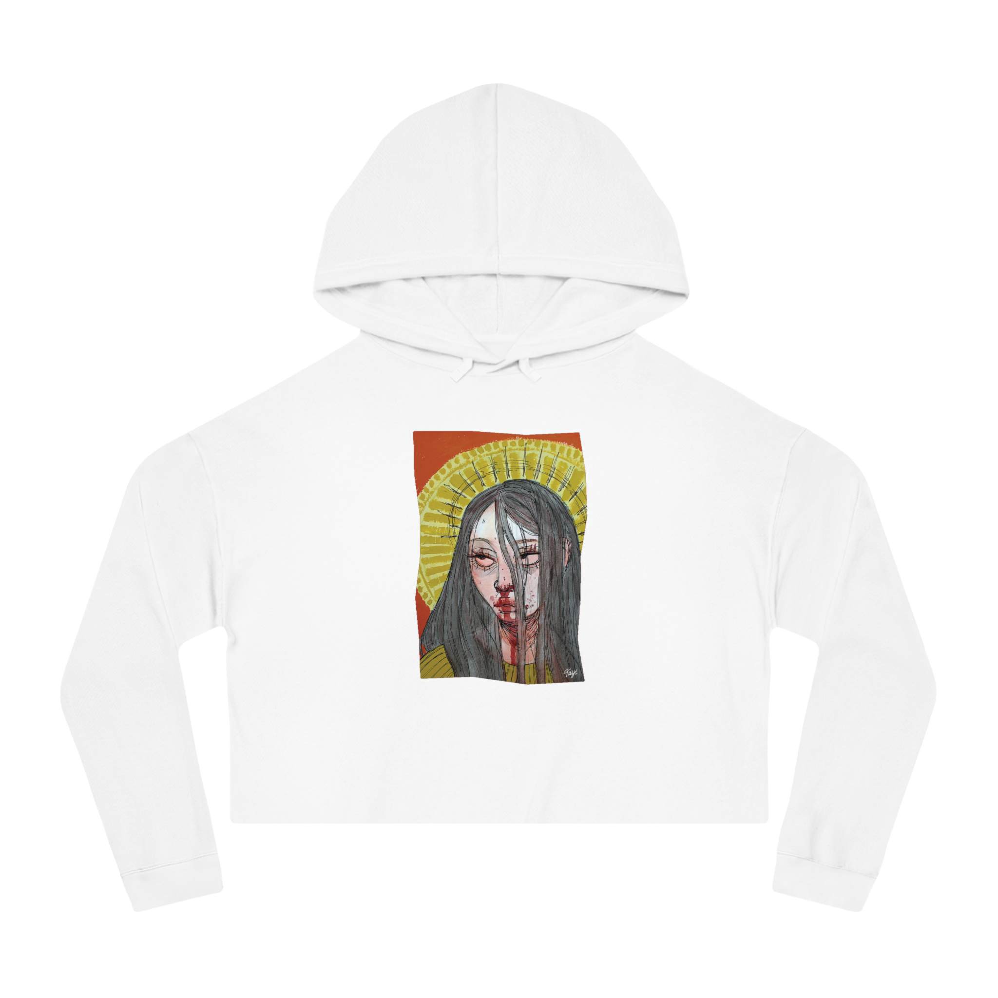 "FALSE IDOL" (2018) Boxy Cropped Cotton Hoodie
