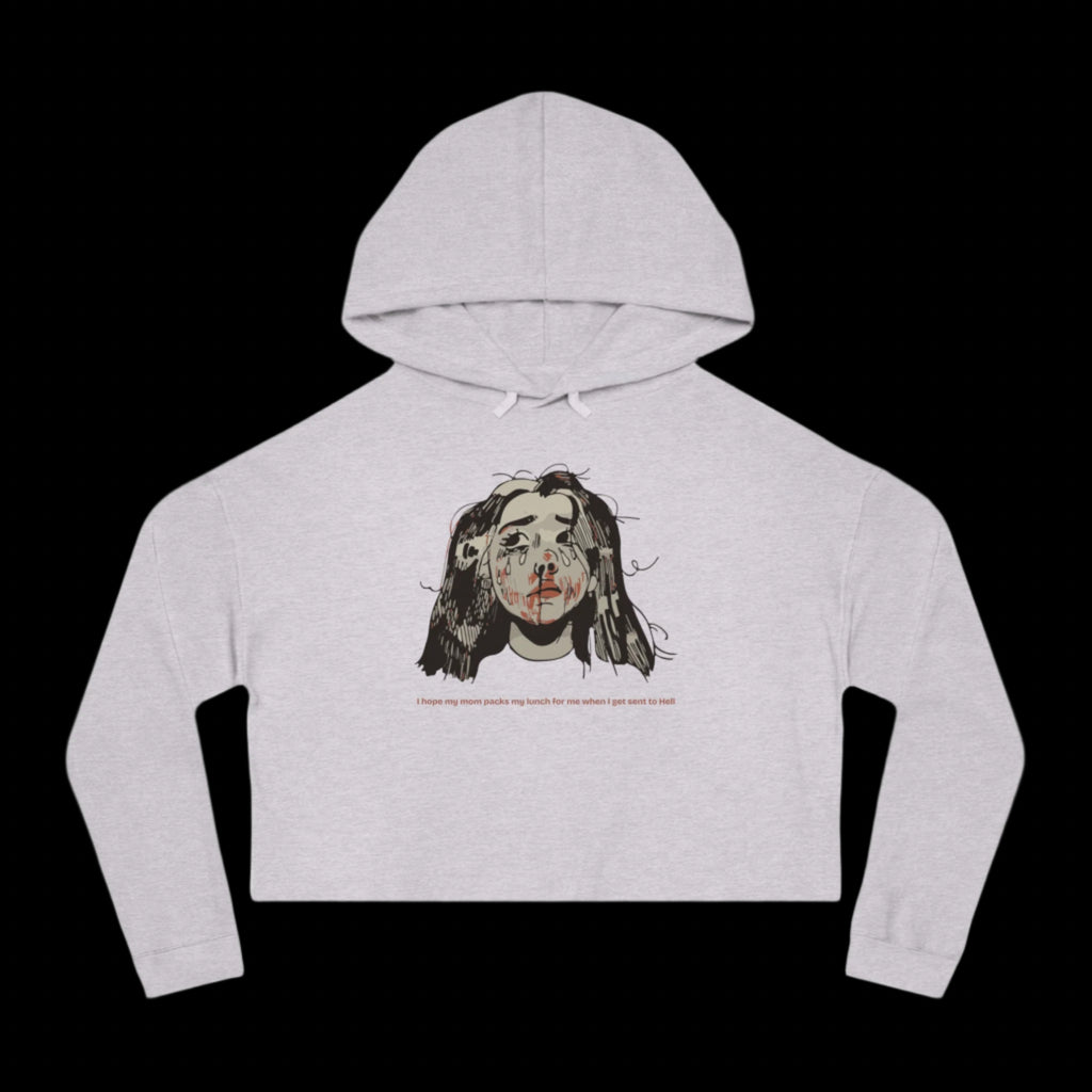 "MOMMY, PACK MY LUNCH" (2017) Boxy Cropped Cotton Hoodie