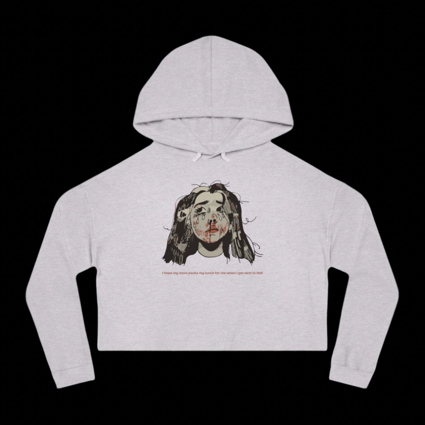 "MOMMY, PACK MY LUNCH" (2017) Boxy Cropped Cotton Hoodie