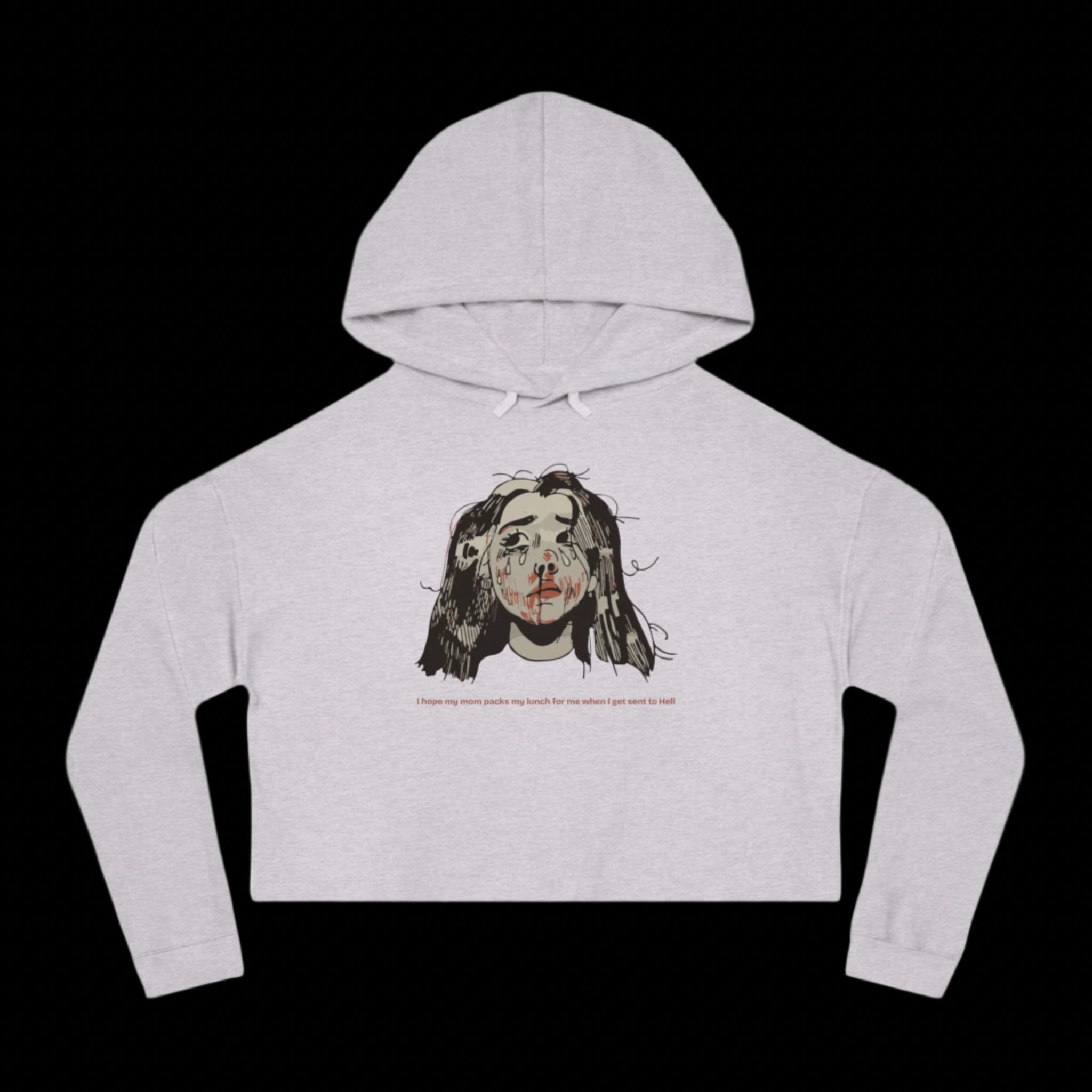 "MOMMY, PACK MY LUNCH" (2017) Boxy Cropped Cotton Hoodie