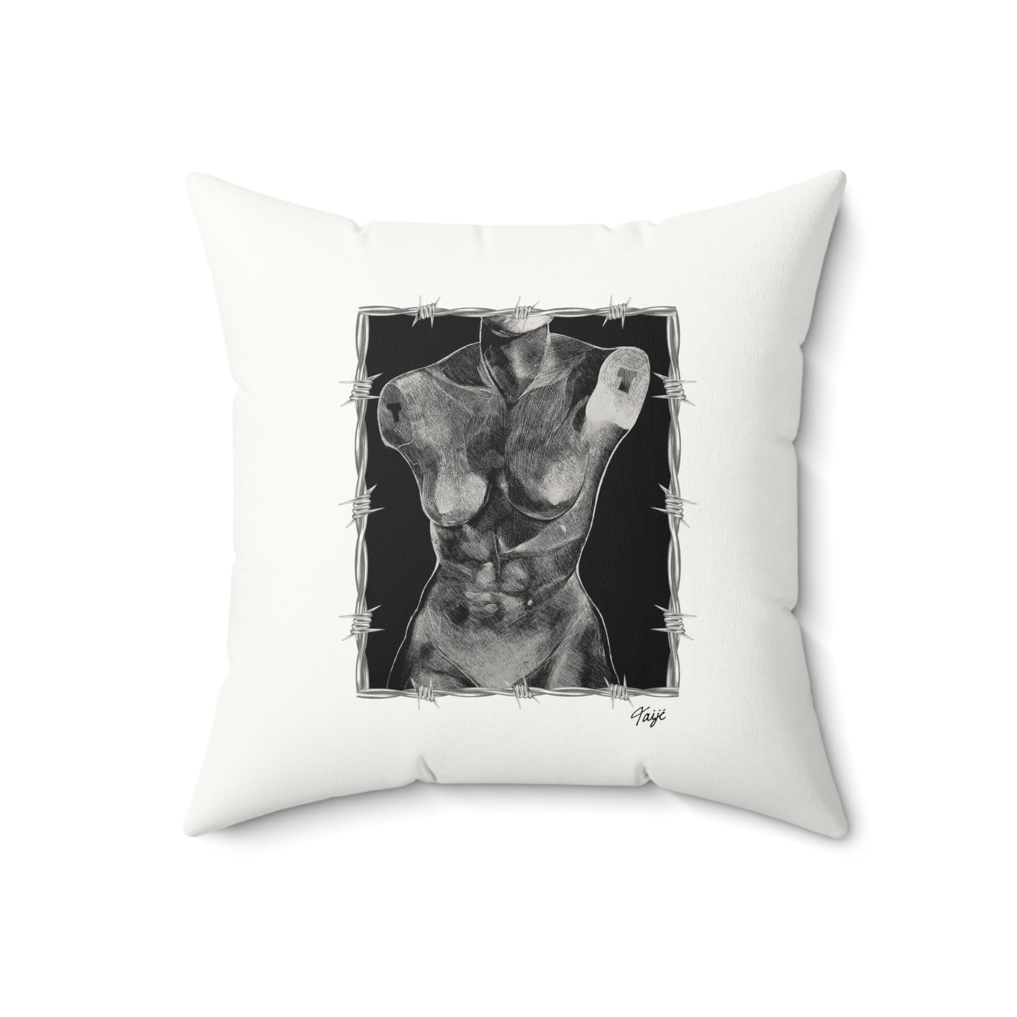 "ETCHING" (2017) Faux Suede Square Pillow