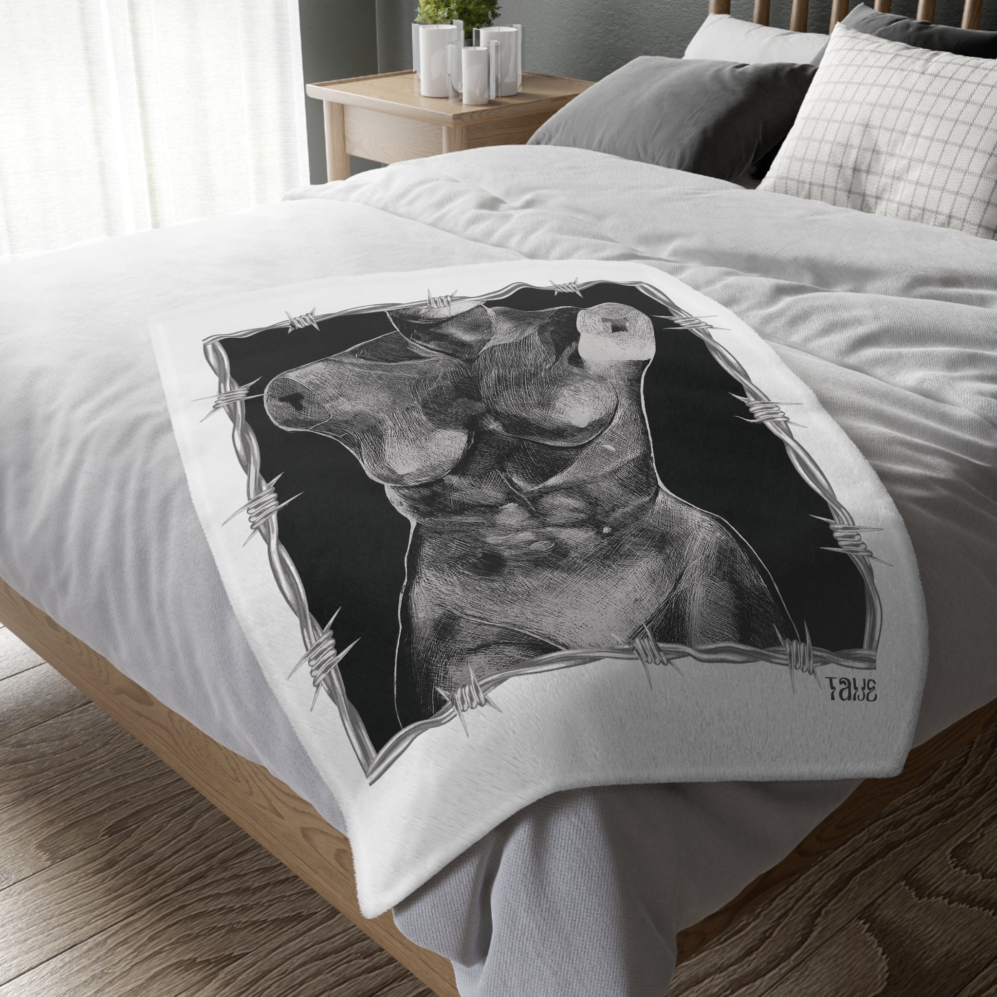 "ETCHING" (2017) Velveteen Microfiber Blanket