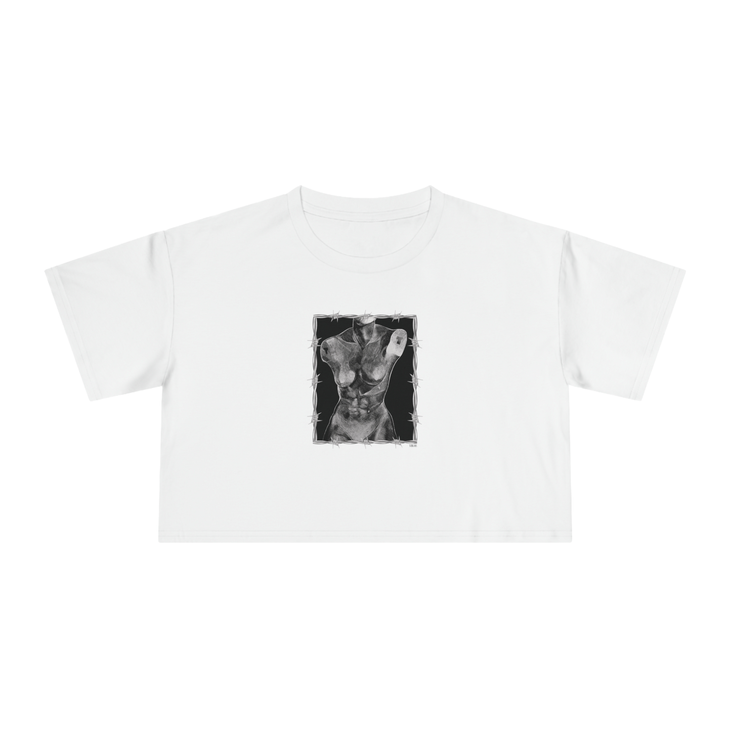 "ETCHING" (2017) Boxy Cropped Cotton Tee