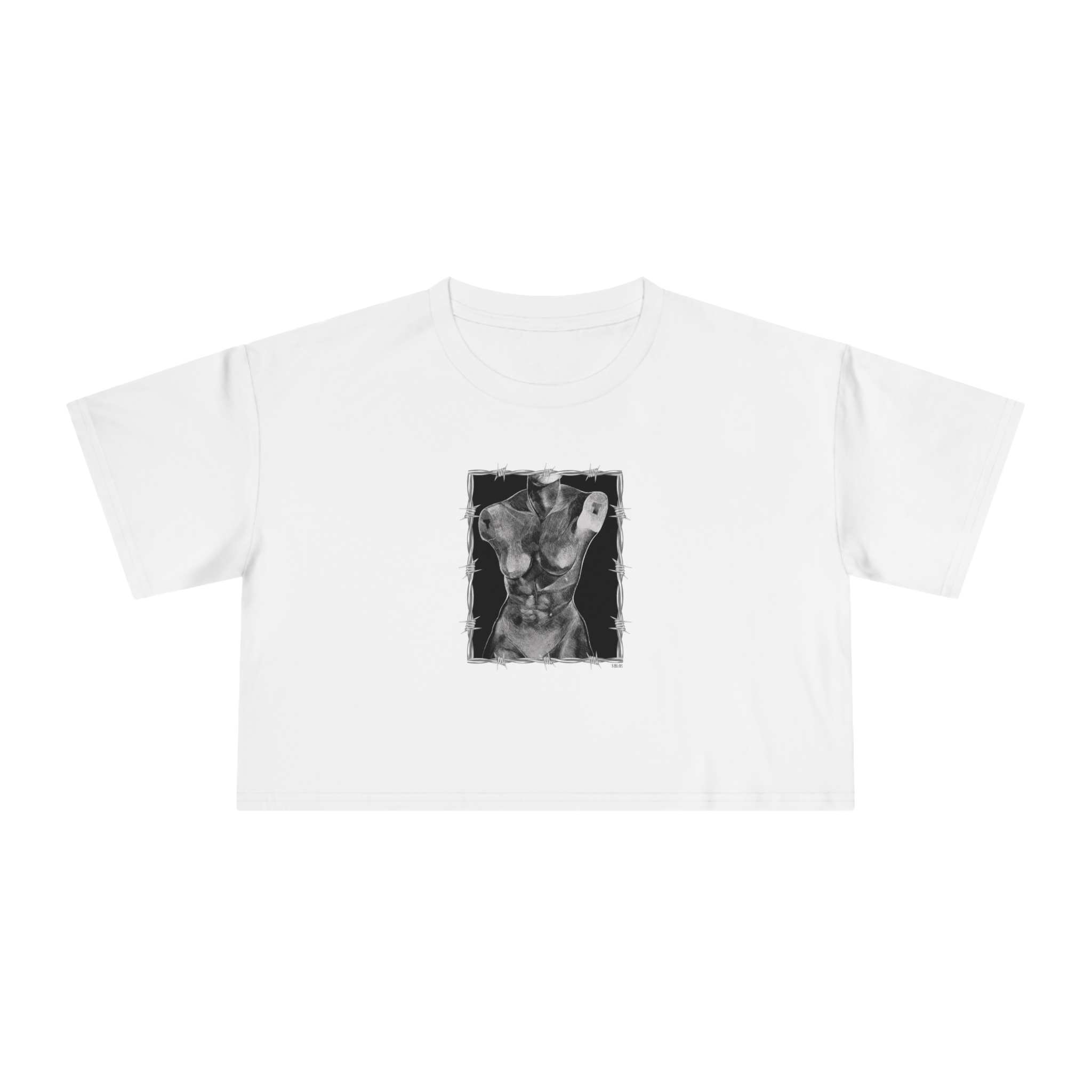 "ETCHING" (2017) Boxy Cropped Cotton Tee