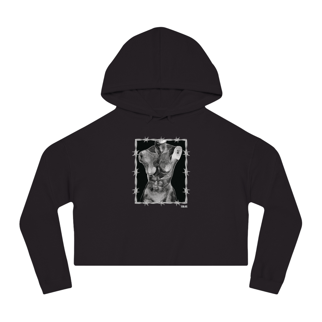 "ETCHING" (2017) Boxy Cropped Cotton Hoodie