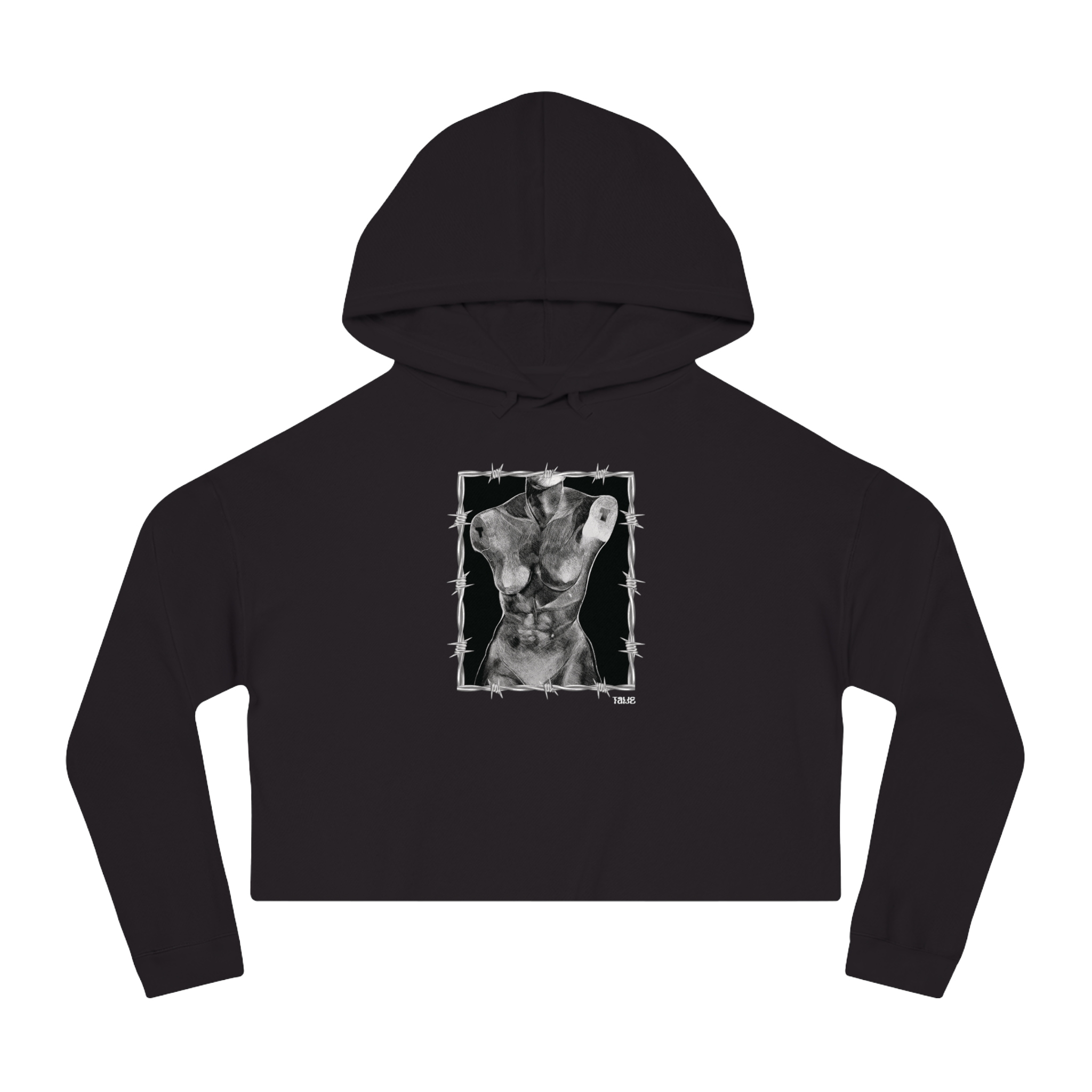 "ETCHING" (2017) Boxy Cropped Cotton Hoodie