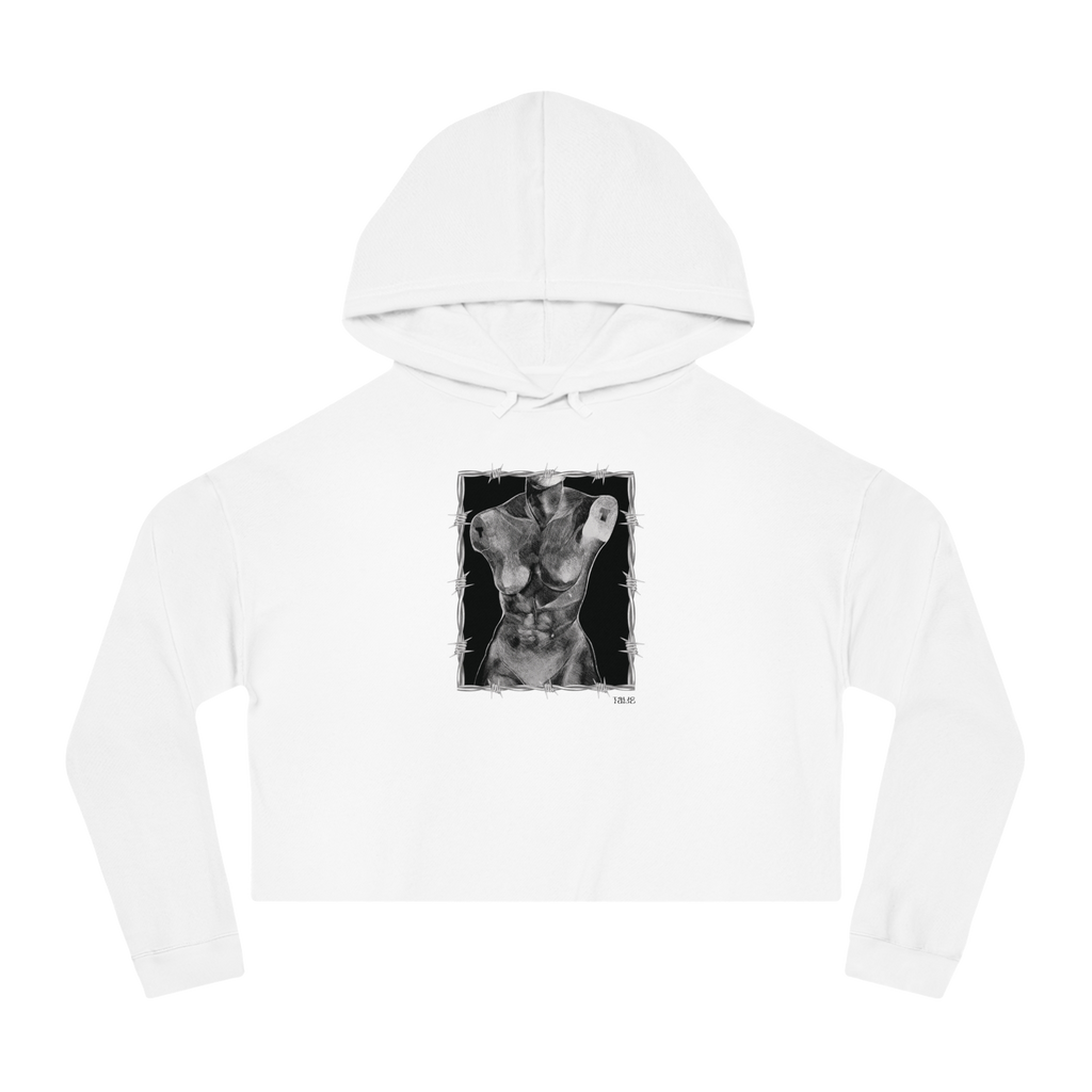 "ETCHING" (2017) Boxy Cropped Cotton Hoodie