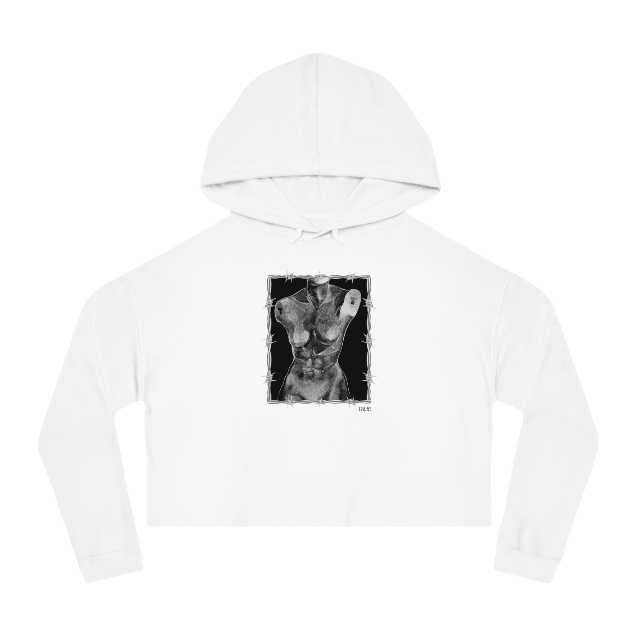 "ETCHING" (2017) Boxy Cropped Cotton Hoodie